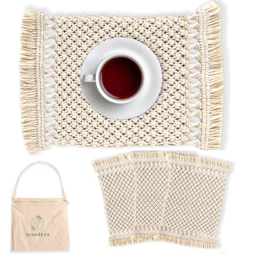 Folkulture Macrame Placemats Set of 6 for Home Decor, 12"x18", Modern Boho Place Mats for Farmhouse, | Amazon (US)