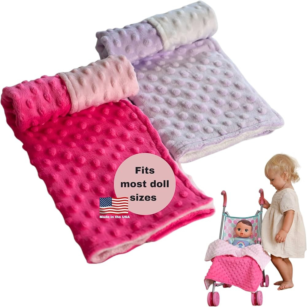 Baby Doll Blanket Set for 18 Inch, 15 Inch, and 12 Inch Dolls. Includes 2 Miniature, Plush, and R... | Amazon (US)