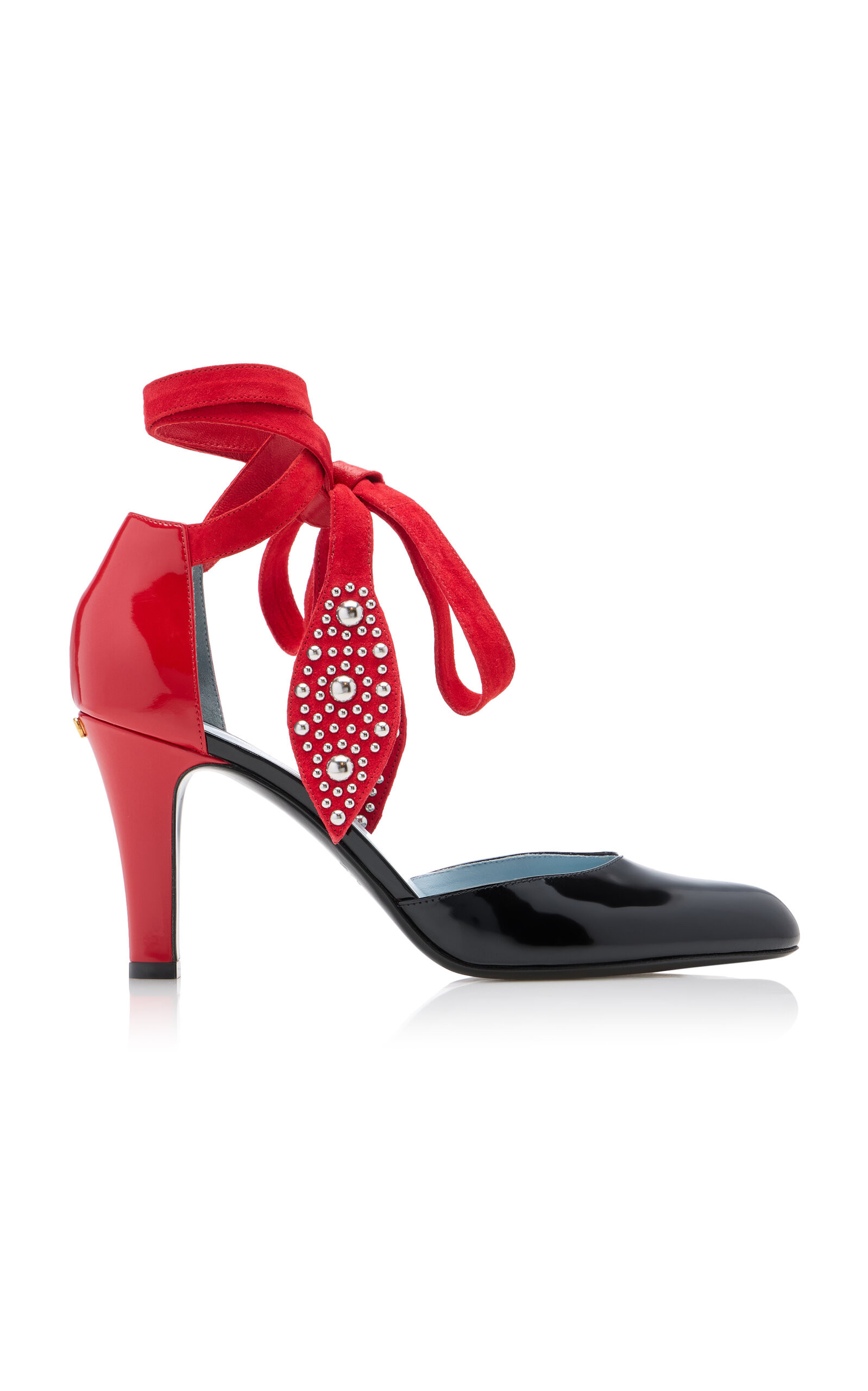 Studded Tie-Detailed Patent Leather Pumps | Moda Operandi (Global)