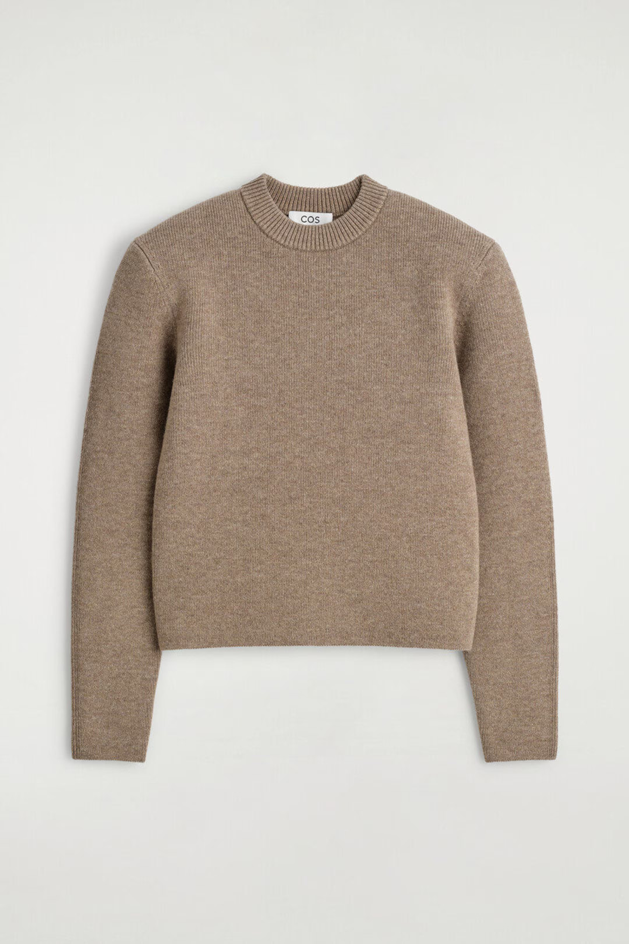 SCULPTED-SHOULDER MERINO WOOL JUMPER - BEIGE | COS GB | COS UK