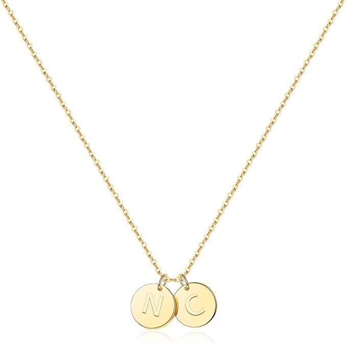 Two Initial Necklace for Women, 14K Gold Plated Dainty You and Her Initial Necklace Relationship ... | Amazon (US)