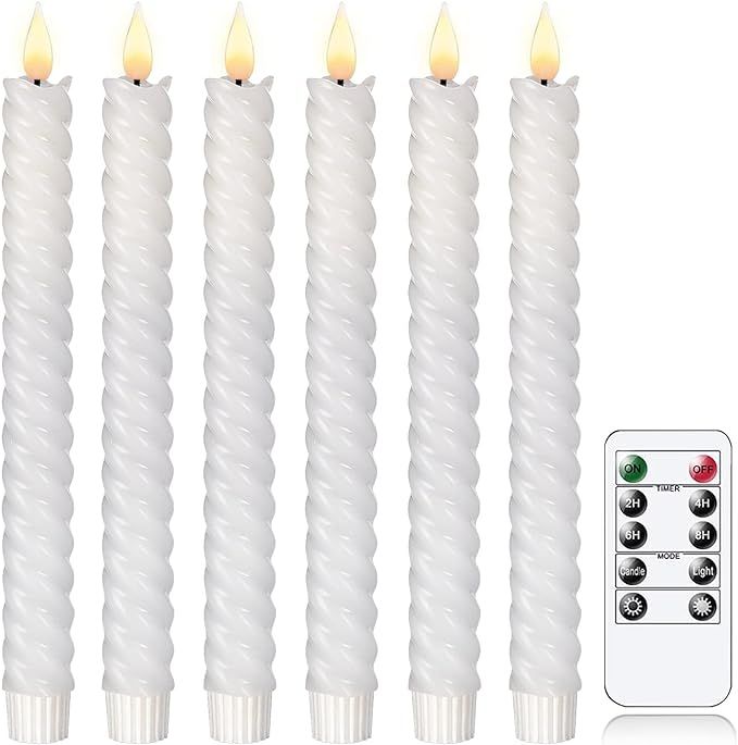 Flameless Taper Candles Flickering with 10-Key Remote, Battery Operated LED Twisted Candles with ... | Amazon (US)