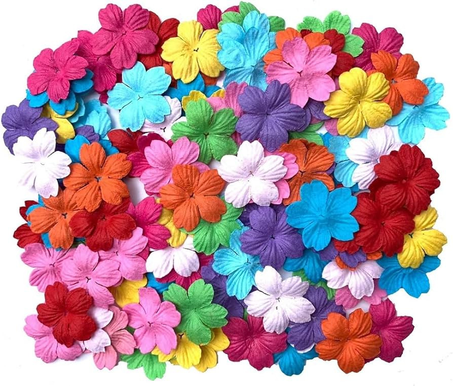 Handmade 100 Pcs Mulberry Paper Sakura Cherry Flowers 30x30mm Scrapbooking Wedding DIY Craft Supp... | Amazon (US)