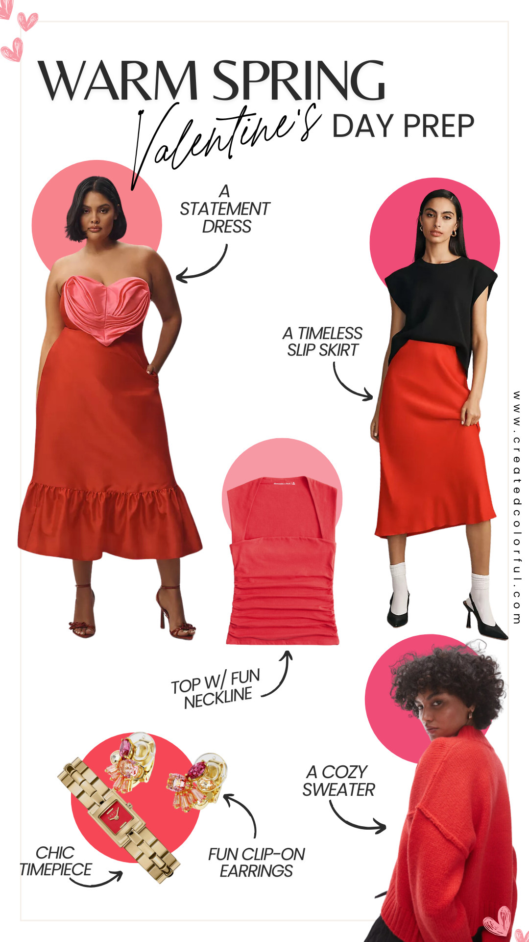 It's tiiiiime!!! Valentine's Day is almost here, ladies 🥰

What do you plan to wear this year? Hopefully, your closet is full of your very best shades of red and pink!

Warm Springs will rock pieces like these! Remember, stick to warm pinks and reds with hints of orange.

 Our blog is full of dresses, tops, bottoms, and accessories in the best shades of pink and red for your palette. Check out more Valentines Day Outfits google “Created Colorful Reds and Pinks"!

#createdcolorful 

#LTKSeasonal #LTKMidsize #LTKStyleTip
