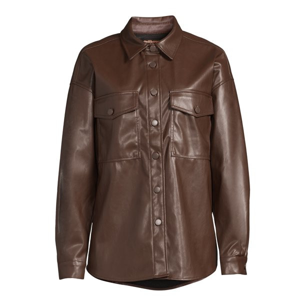Dollhouse Women's Juniors Vegan Leather Shacket | Walmart (US)