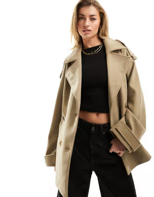 NA-KD cropped trench coat in beige | ASOS (Global)