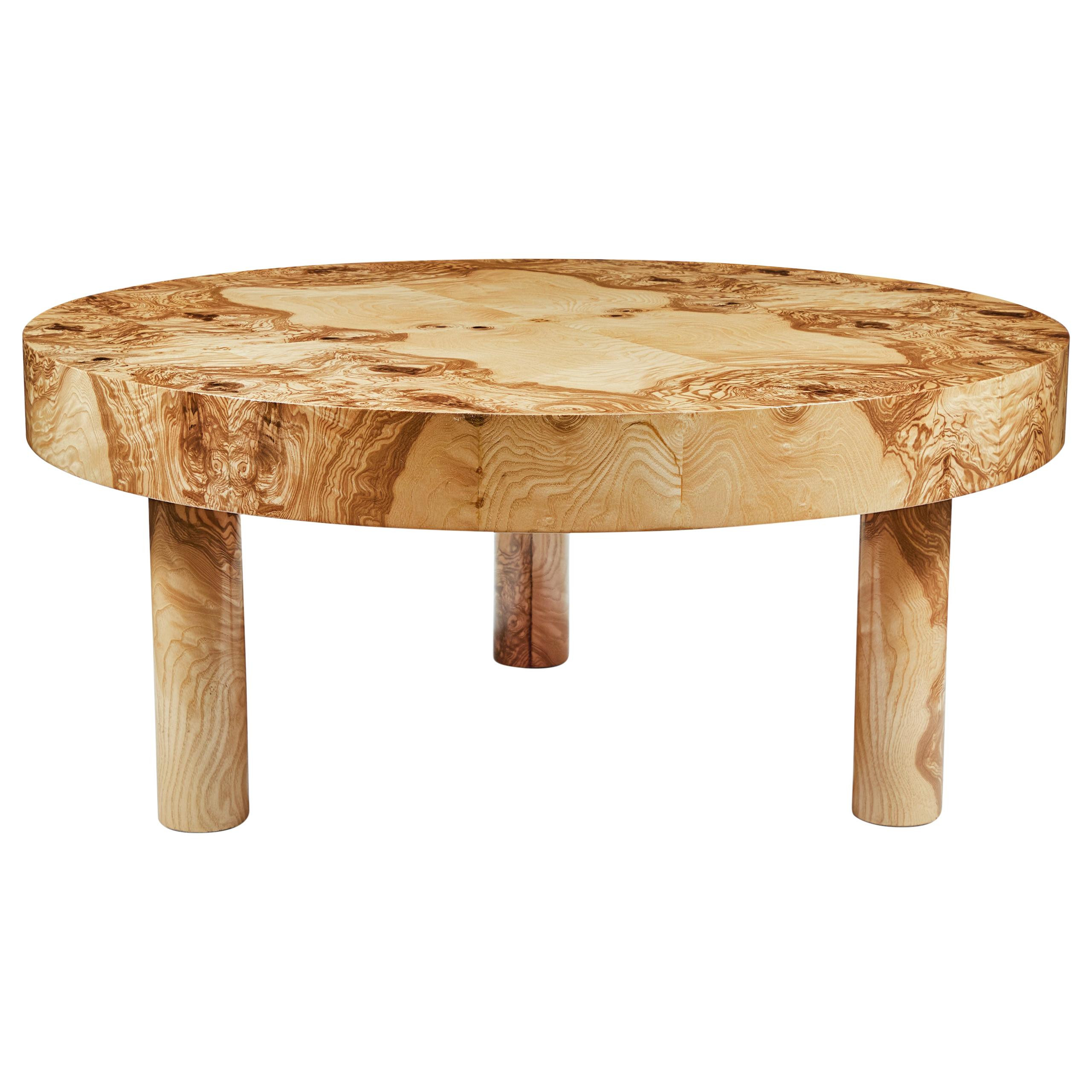 Carlton Coffee Table 36" DIA, in Natural Burl Wood, by August Abode | 1stDibs
