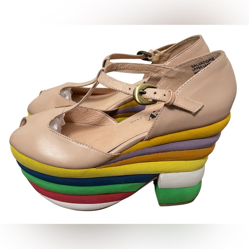 Jeffrey Campbell Rare Salvatore Rainbow Peep Toe Disco Leather Platforms Size 6 | Poshmark