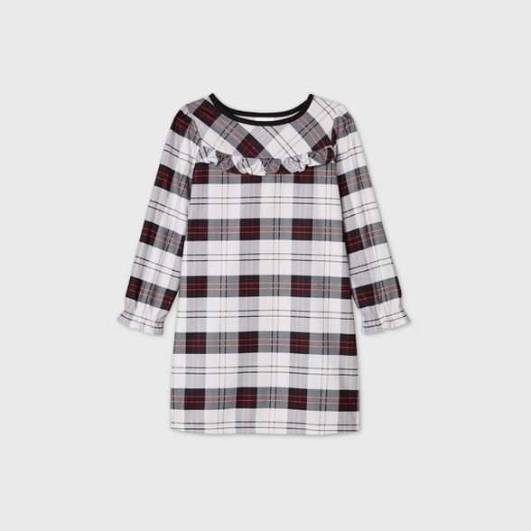Kids' Holiday Plaid Flannel Matching Family Pajamas Nightgown - Wondershop™ White | Target