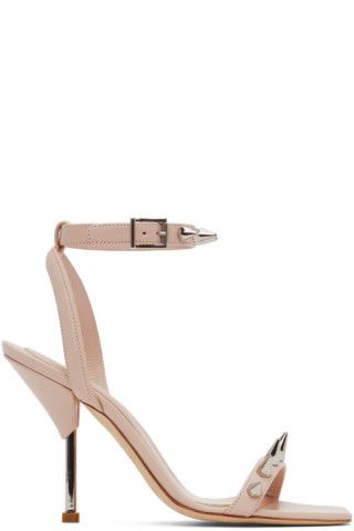 Pink & Silver Studded Heeled Sandals | SSENSE