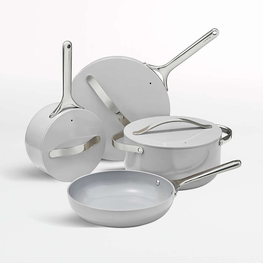 Caraway Home Sapphire 7-Piece Ceramic Non-Stick Cookware Set with Gold Hardware + Reviews | Crate... | Crate & Barrel