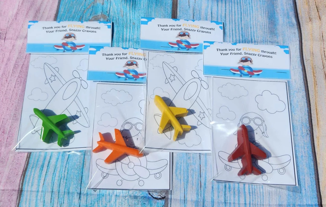 Airplane birthday Coloring Kits , Party Favors, Crayon names, Crayons, Birthday party gifts. Birt... | Etsy (US)