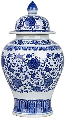 ZRLWIVE White and Blue Ceramic Ginger Jars Egg-Shell Porcelain Home 14‘’ China Decorative Mod... | Amazon (US)