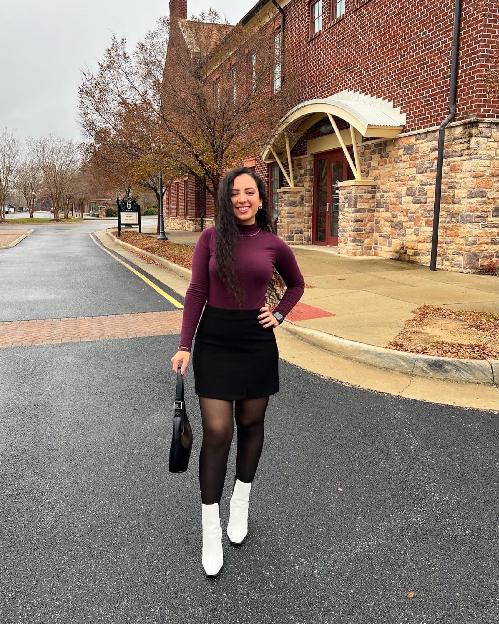 Pinterest inspo outfit 🖤
.
Top: @hollister 
Skirt: @shopcider 
Boots: @forever21 
Stockings: @sheertex 
Bag: @amazonfashion 

#LTKitbag #LTKshoecrush 

#LTKSeasonal