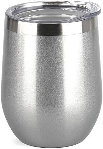 SUNWILL Insulated Wine Tumbler with Lid (Pearlized Silver), Stemless Stainless Steel Insulated Wi... | Amazon (US)