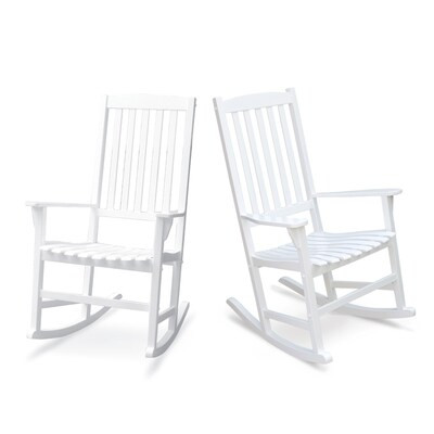 Cambridge Casual Thames Set of 2 White Mahogany Wood Frame Rocker Rocking Chair with Slat Seat | Lowe's