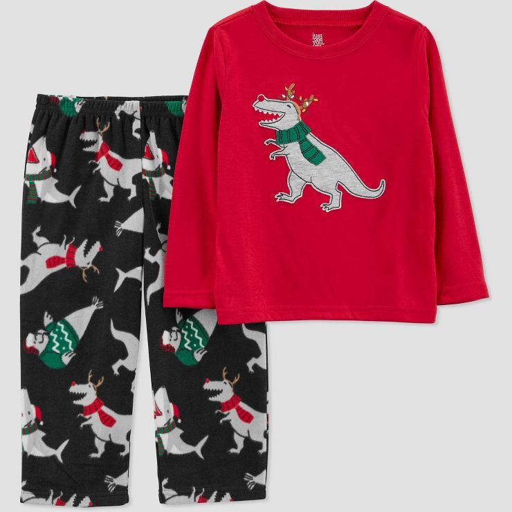 Carter's Just One You® Toddler Boys' 2pc Christmas Dinos Pajama Set - Red | Target
