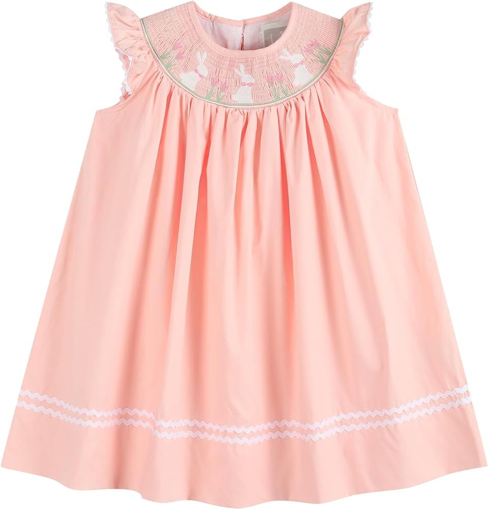 Baby and Girls Smocked Easter Bunny Bishop Dress | Amazon (US)