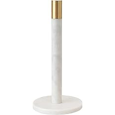 Bloomingville Modern Marble Paper Towel Holder with Brass Accent Band, White | Amazon (US)