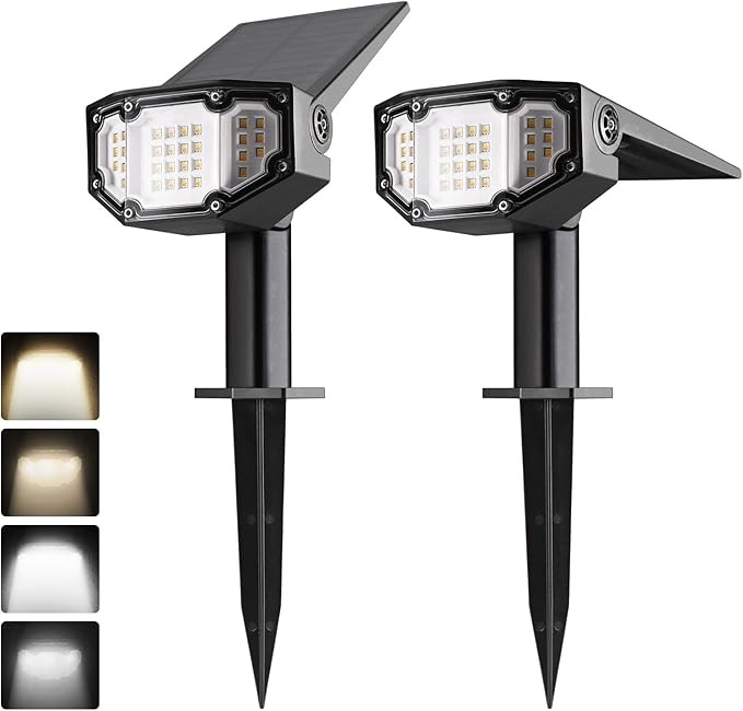 EverBrite 30 LEDs Solar Landscape Spotlights Outdoor, IP67 Waterproof Solar Powered Garden Lights... | Amazon (US)