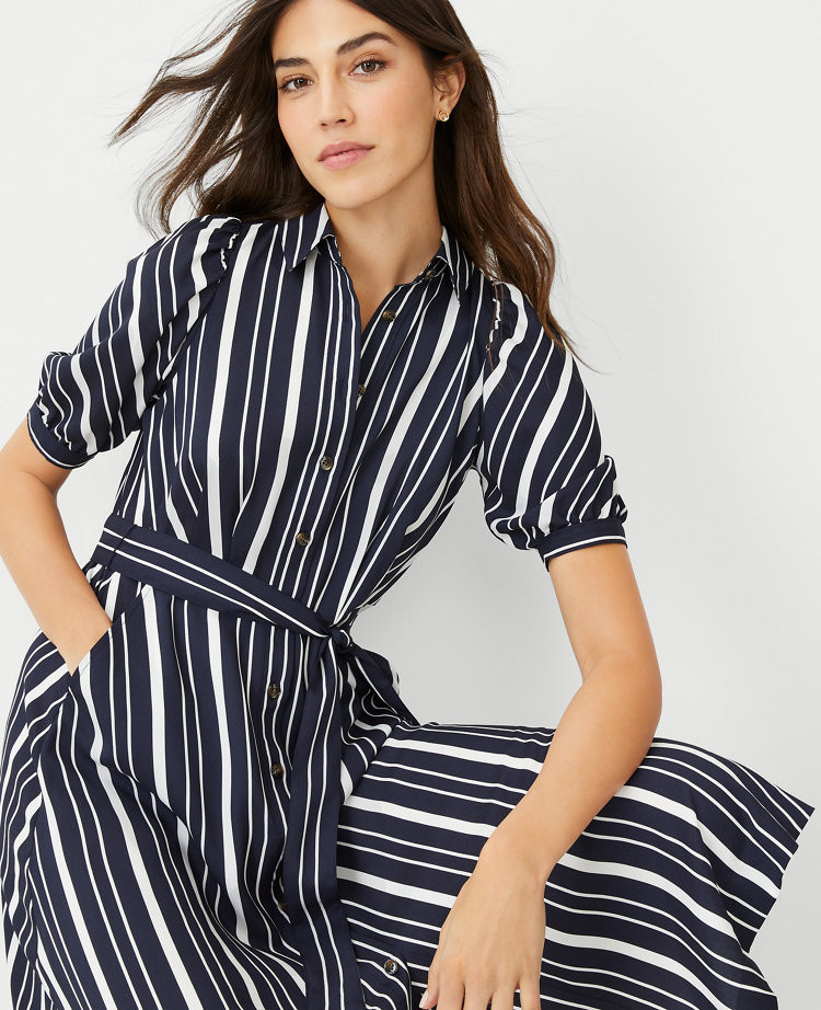 Stripe Collared Shirtdress | Ann Taylor (US)