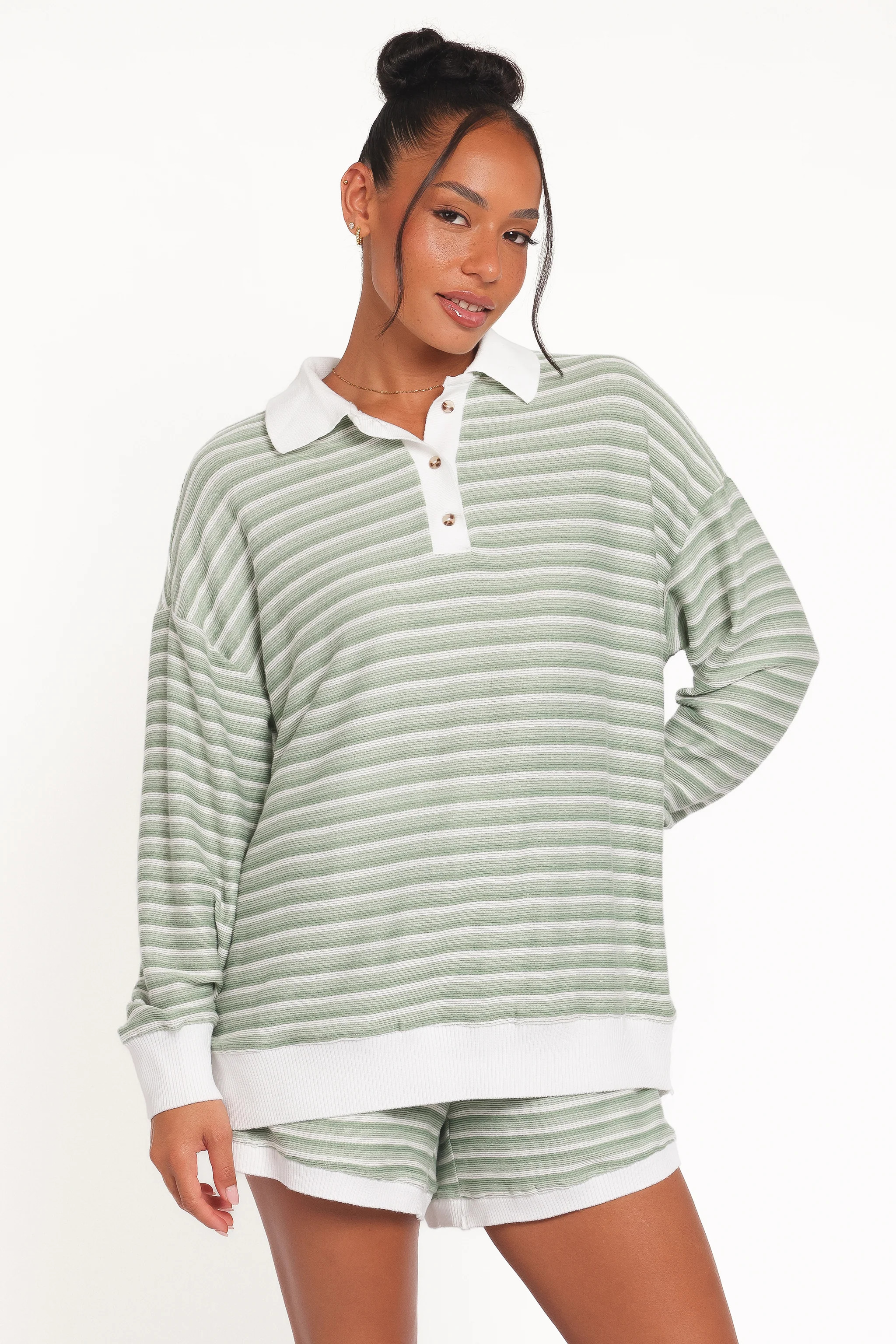 Dealia Knit Short Set - Sage Stripe | Petal & Pup (US)