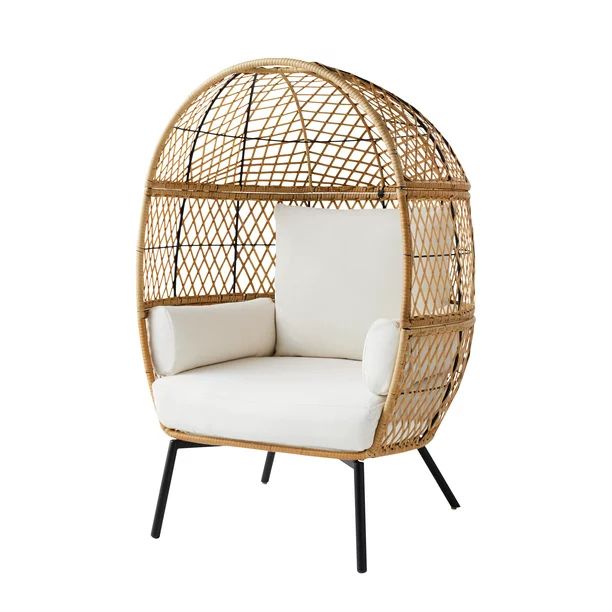 Better Homes and Gardens Ventura Boho Stationary Wicker Egg Chair with Cream Cushions | Walmart (US)