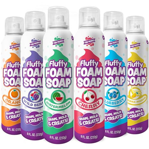 Tub Works® Fluffy Foam Soap, Variety 6 Pack | Shape, Mold & Create Bath Art with Soft Bath Foam for Kids | Gentle, Cleansing Kids Bath Soap | Easy-to-Use Spray Nozzles | Fruity, Fun Bath Colors | Amazon (US)