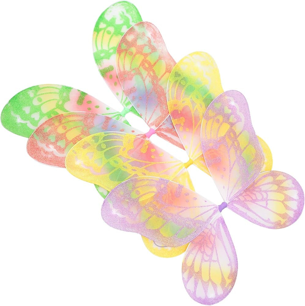 Fedio Girls Fairy Wings 4 Pack Princess Butterfly Costume Wings Set for Kids Dress up Birthday Pa... | Amazon (US)