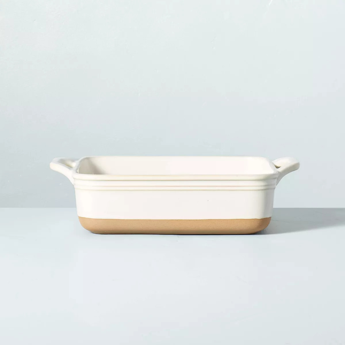 1.75qt Square Stoneware Baking Dish with Handles Cream/Clay - Hearth & Hand™ with Magnolia | Target