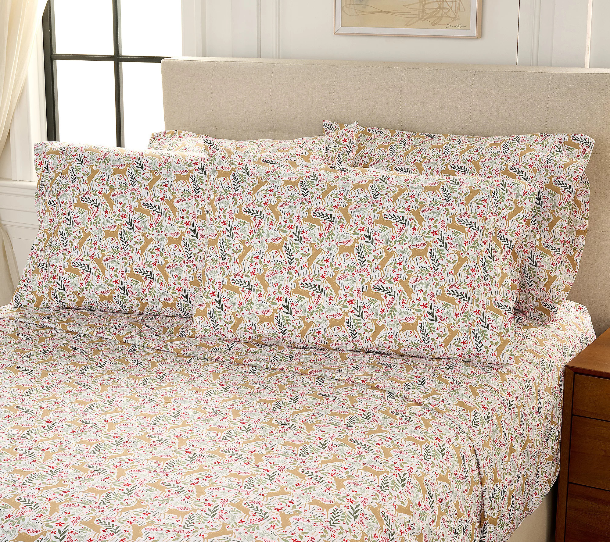 As Is Home Reflections Dbl Brushed Holiday 6pc Sheet Set | QVC