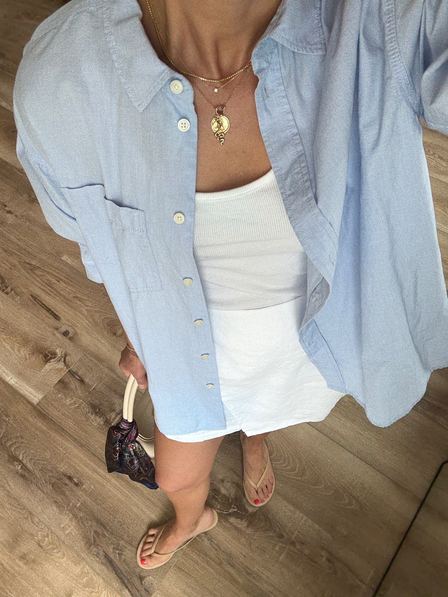 Wearing xs linen skort, XS button down shirt, sandals tts

#LTKootd #LTKSeasonal #LTKOver40