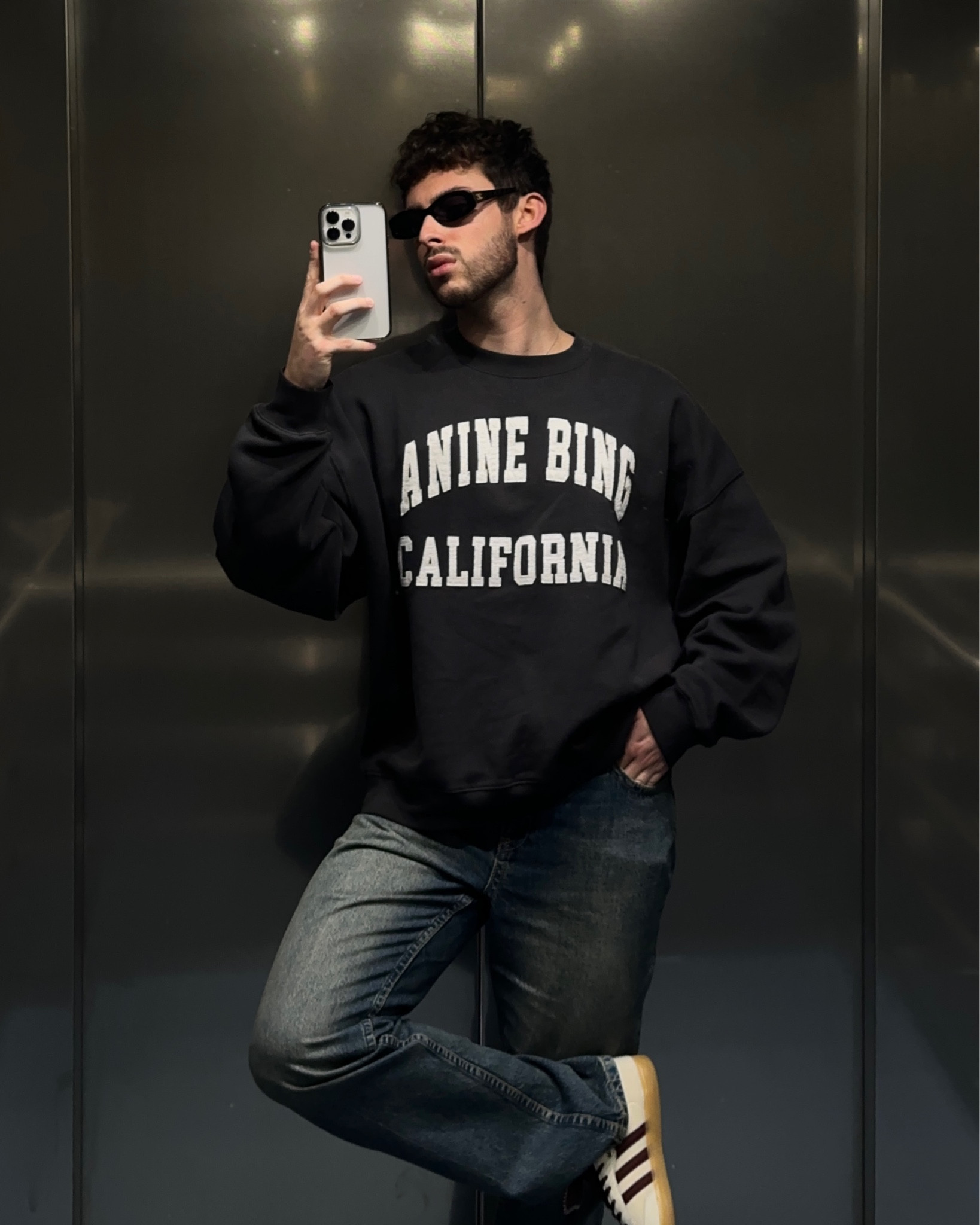 Going up 🩶☝🏼
Outfit, anine bing, sweatshirt, ootd, spring outfit, jeans, adidas wales bonner, streetwear, fashion 

#LTKmens #LTKeurope #LTKshoecrush