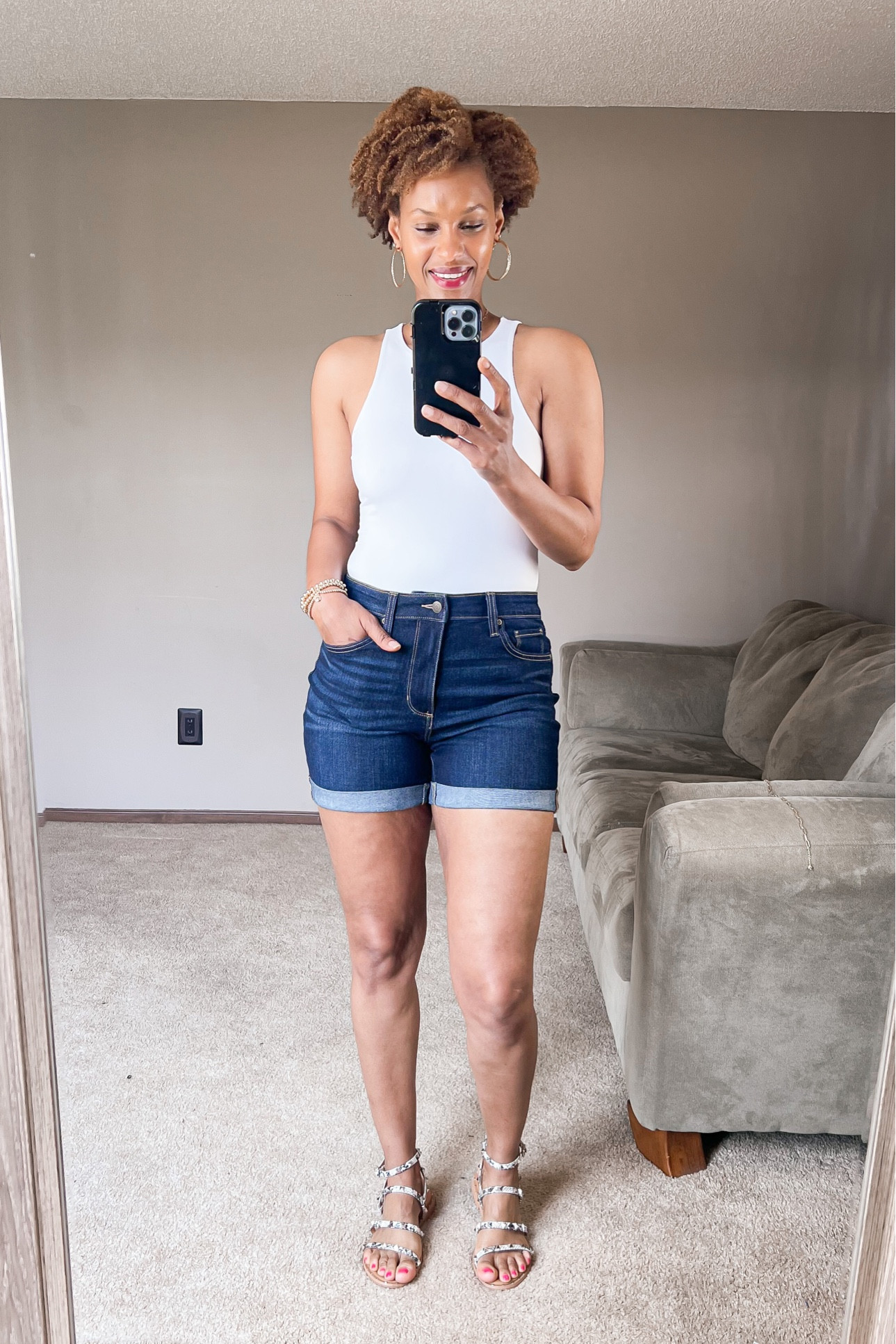 High neck bodysuit and midi shorts for the tall girl. Lowest prices of the season going on at Kohls.

#LTKSeasonal #LTKstyletip #LTKsalealert