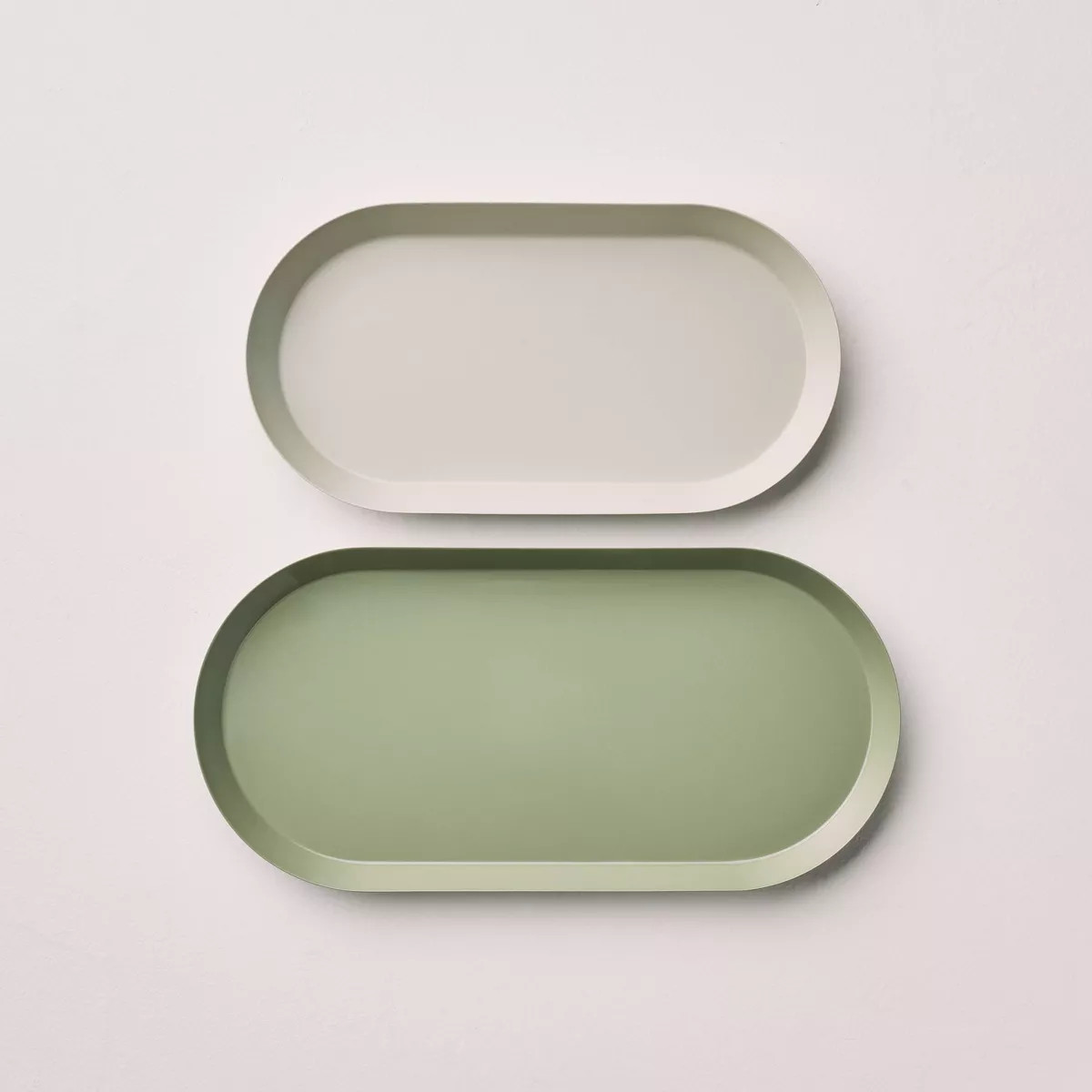 2pc Metal Oval Desk Tray Set Green Tones - Hearth & Hand™ with Magnolia: Iron Office Organizer ... | Target