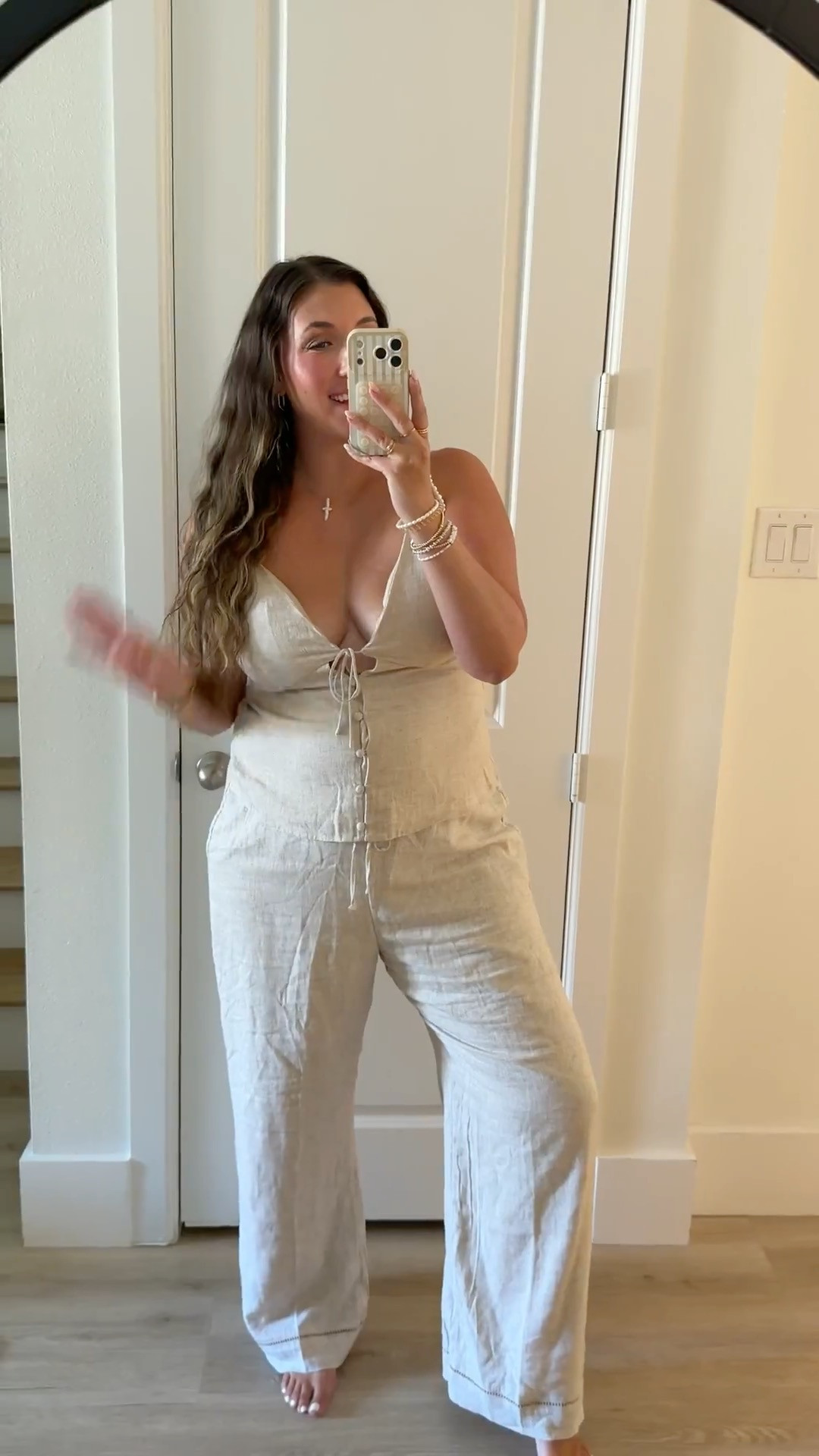 Abercrombie linen matching set OF MY DREAMS omg!! Tts XL long pants L top 

 #LTKootd