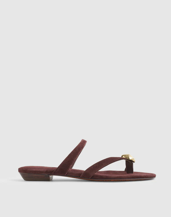 The Mila Organic Hardware Thong Sandal in Suede | Madewell