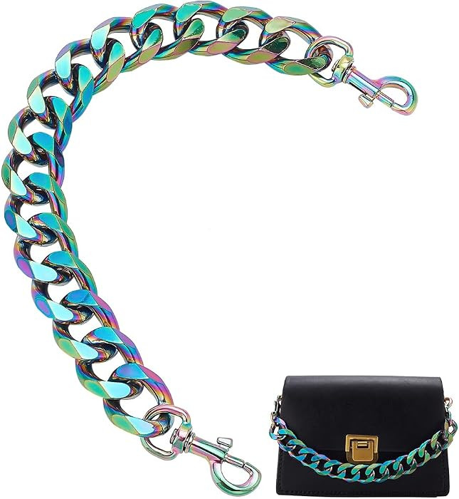 PH PandaHall 0.8 Inch Rainbow Chain Strap, 12 Inch Alloy Bag Chain Decorative Purse Extender Flat... | Amazon (US)