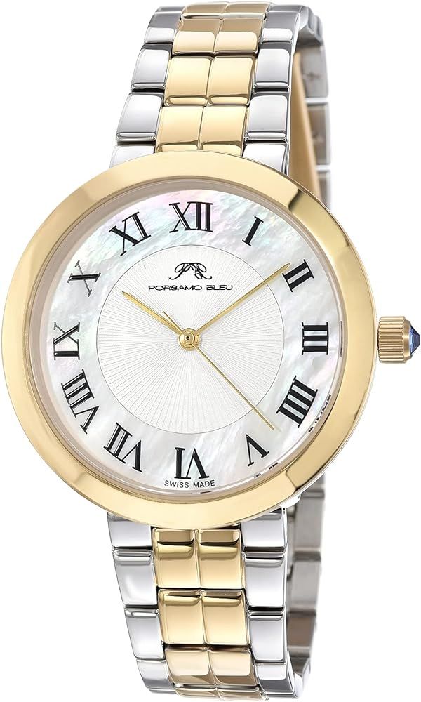 Porsamo Bleu Luxury Helena Silver & Gold Tone Stainless Steel Women's Watch 1071CHES | Amazon (US)