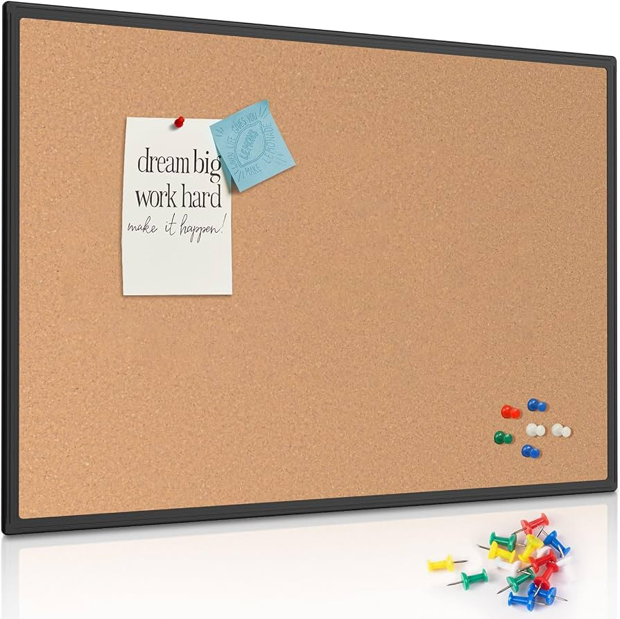 Cork Board Bulletin Board 48" x 36", Black Aluminium Framed 4x3 Corkboard, Office Board for Wall ... | Amazon (US)