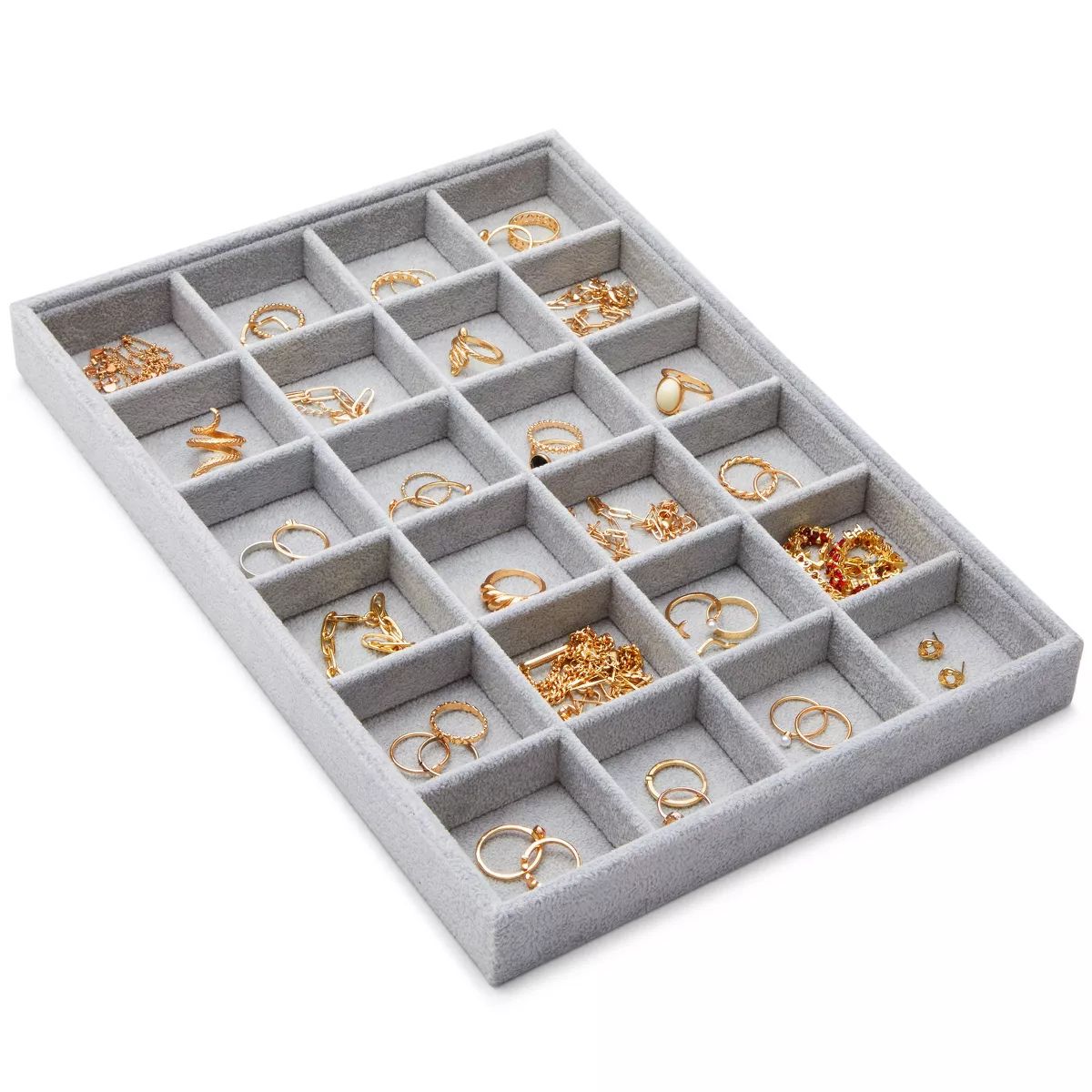 Juvale Velvet Jewelry Tray, Stackable 24 Grid Organizer for Earrings, Rings (Gray, 14x10 in) | Target