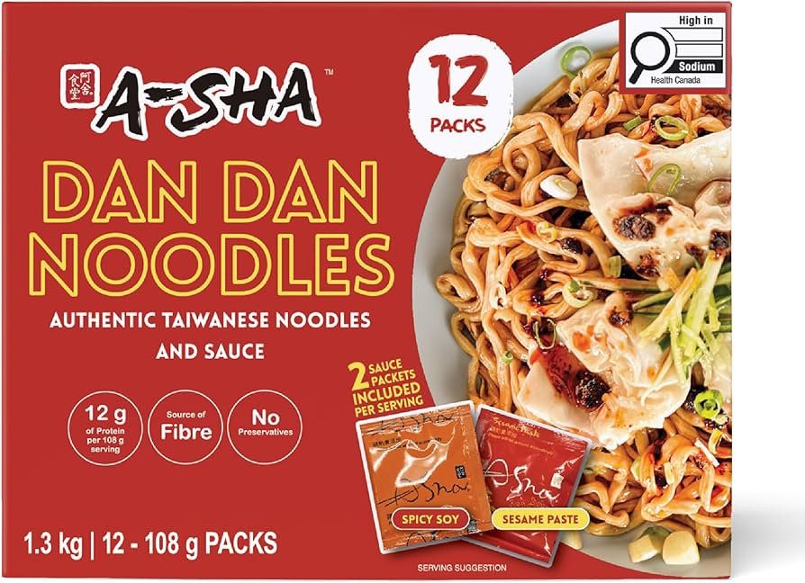 A-Sha Meteor Dan Dan Noodle with Spicy Soy Sauce and Sesame Paste, 12 Packs, Gourmet Asian Taiwan... | Amazon (US)