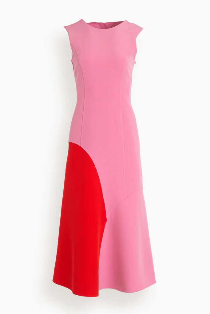 Frigg Midi Dress in Pink/Red | Hampden Clothing