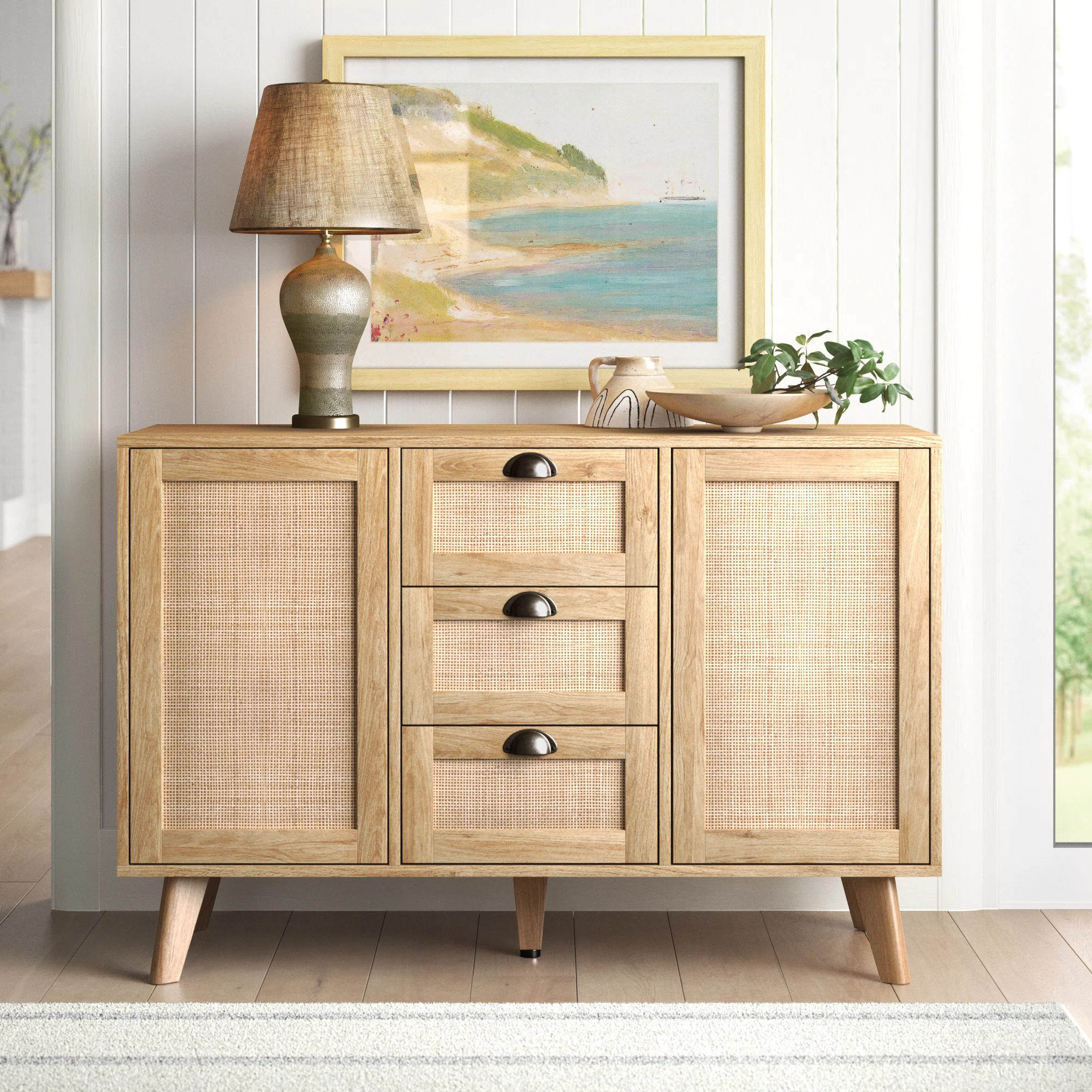 Atwood 3 - Drawer 2 - Door Accent Nature Rattan Cabinet | Wayfair North America