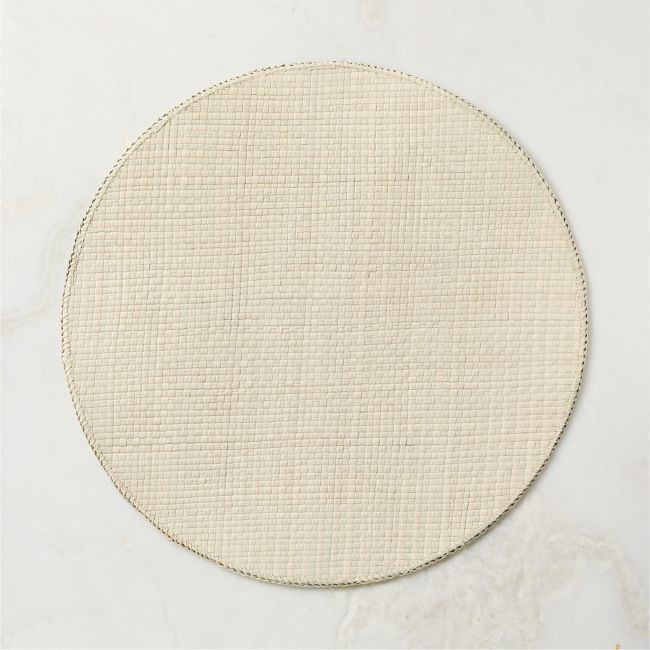 Kanawa Warm White Woven Round Placemat | CB2