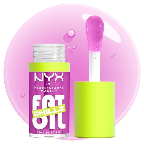 NYX PROFESSIONAL MAKEUP Fat Oil Chillz, Moisturizing, Shiny and Vegan Tinted Lip Gloss - Strawberry Slush (Sheer Pinkish Purple) | Amazon (US)