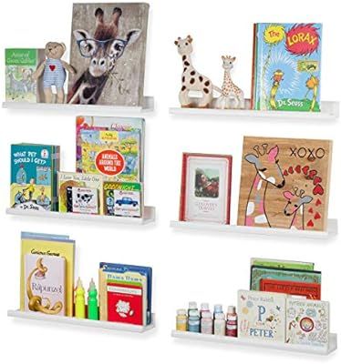 Wallniture Boston Floating Shelves for Kids Room Decor, 22" White Bookshelf for Picture Frames, T... | Amazon (US)