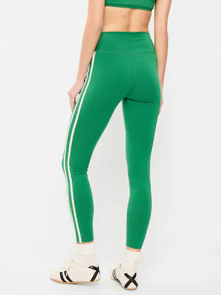 High-Waisted PowerChill Side-Striped 7/8 Cotton Leggings | Old Navy (US)