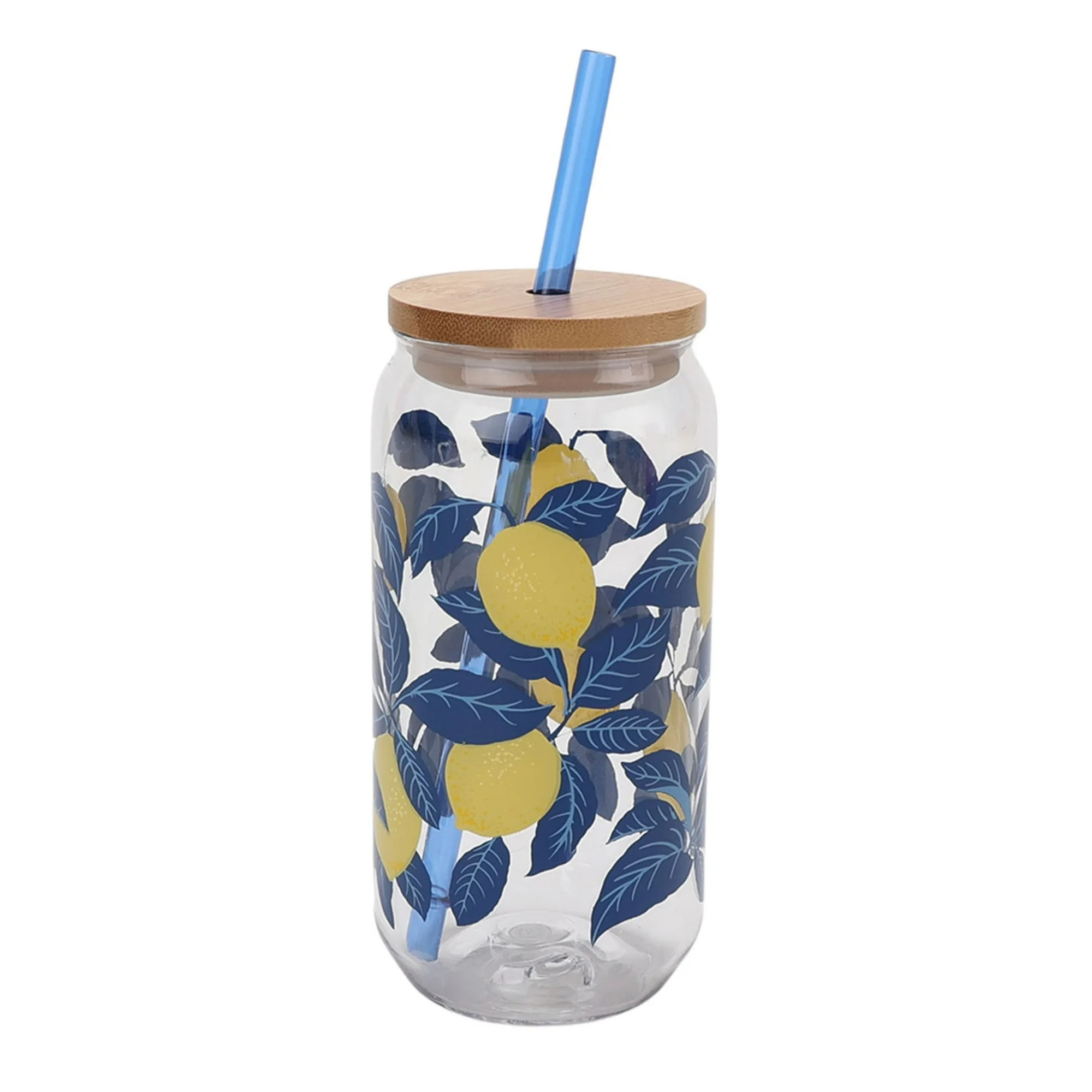 Mainstays by Becky G. & Alejandra 20-Ounce Acrylic Can Shape Tumbler, Lemon & Blue | Walmart (US)