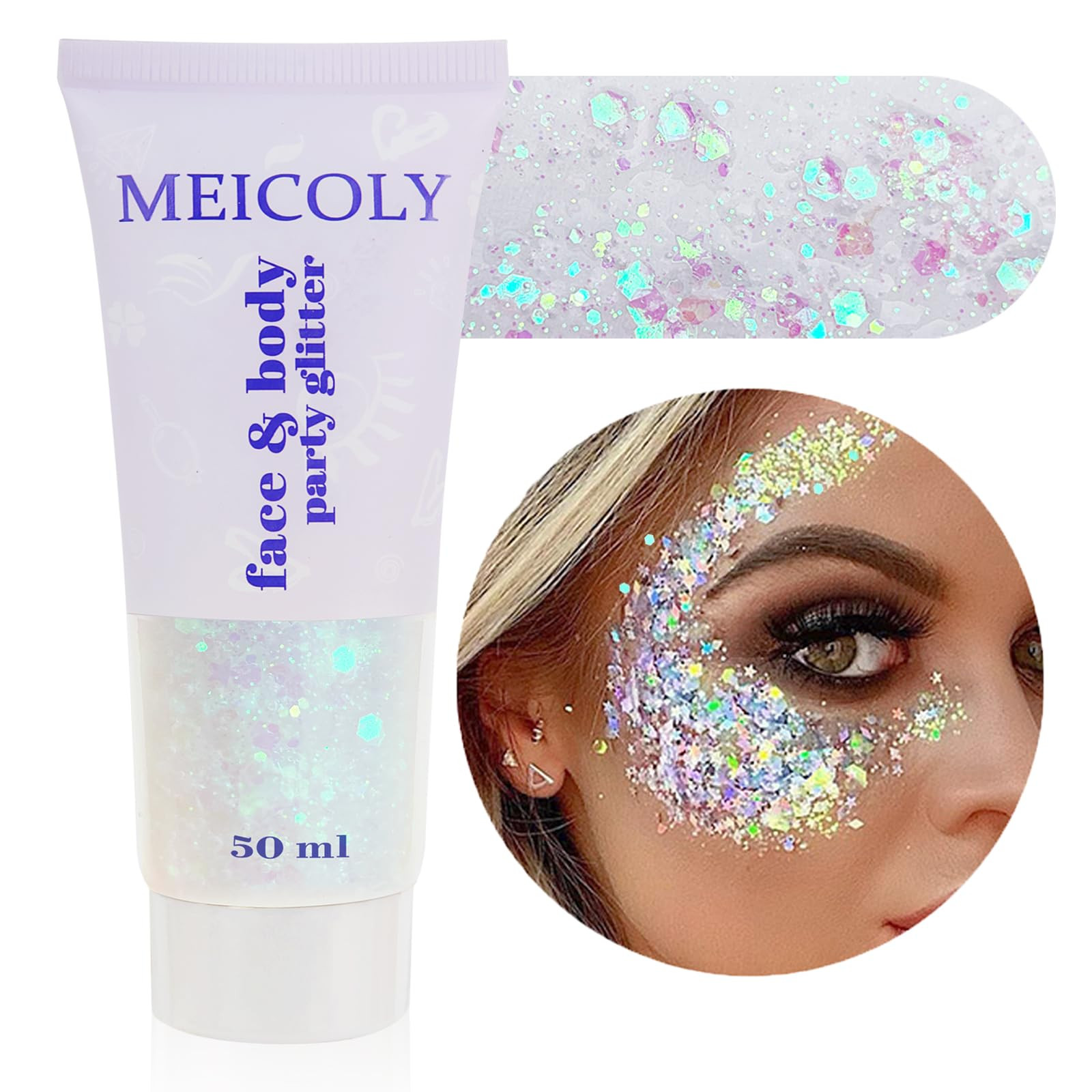 MEICOLY Red Face Glitter,Halloween Hair Glitter Gel,Stocking Stuffers for Christmas,Sparkling Gli... | Amazon (US)
